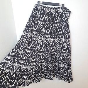 Notations Black White Tiered Boho Whimsygoth Beach Elastic Waist Maxi Skirt Sz L